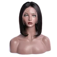 

the cheapest human hair 8 10 12 14 inch short brazilian straight human hair bob lace front wig for summer