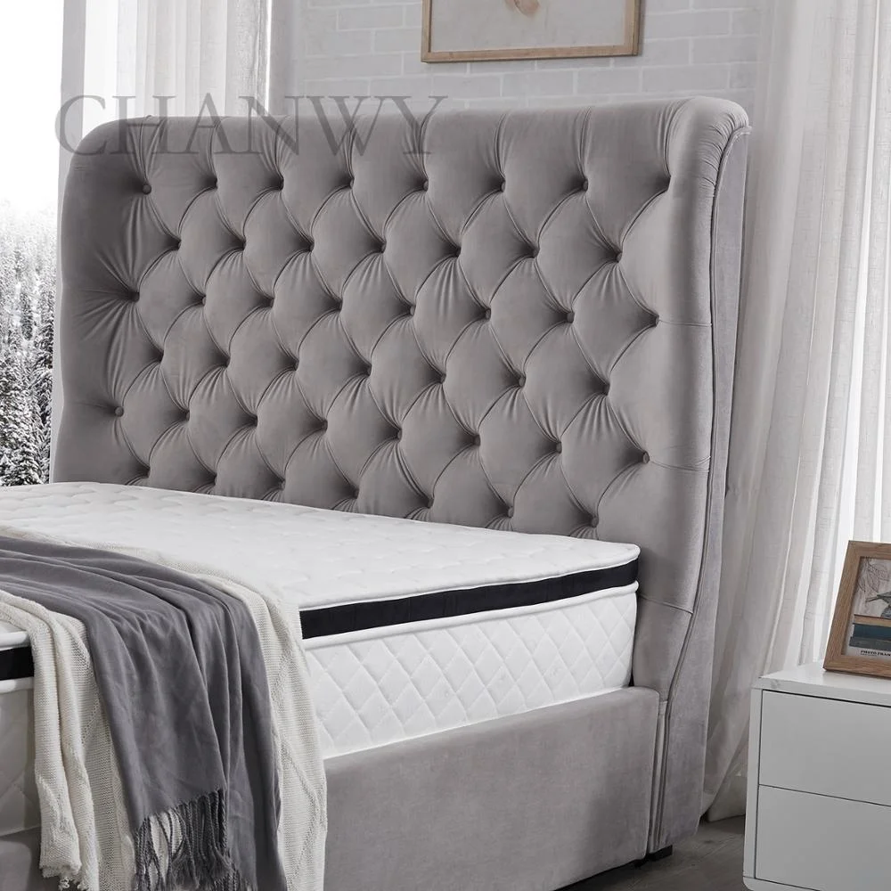 
hot sale new style design king queen double size folding fabric bed frame headboards for room furniture with storage 