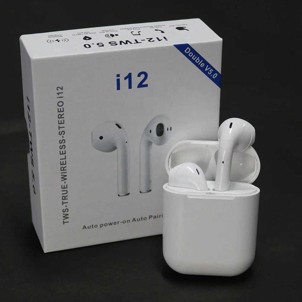 Highly Recommended I12 TWS V5.0 Mini Earbuds Headset Blue tooth Wireless Headphones Earphone Headphone
