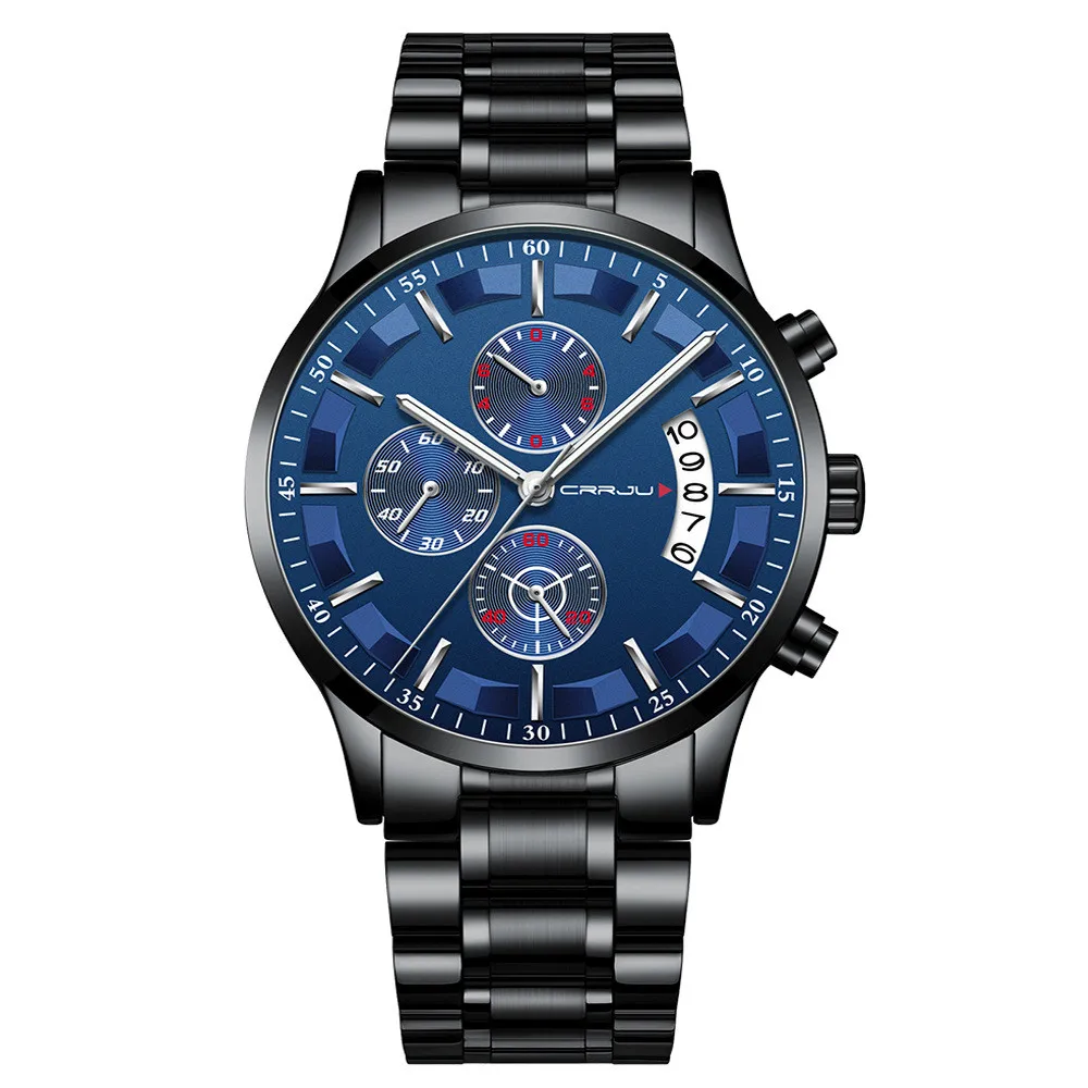 2019 top selling crrju stainless steel business mens luxury watch quartz custom your brand men watch