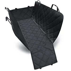 Image of 600D oxford black universal waterproof dog car seat cover with side flap and zipper