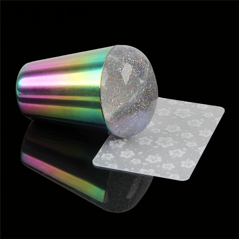 

2022 OEM Logo Free Sample Soft Jelly Nail Stamper Holographic Nail Art Stamping Tools Diy Nail Silicone Stamper, As pic, or customized color