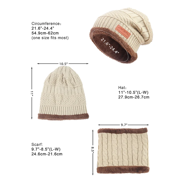 
Wholesale Autumn Winter Men Women Knitted Beanie Hats and Scarf Sets 