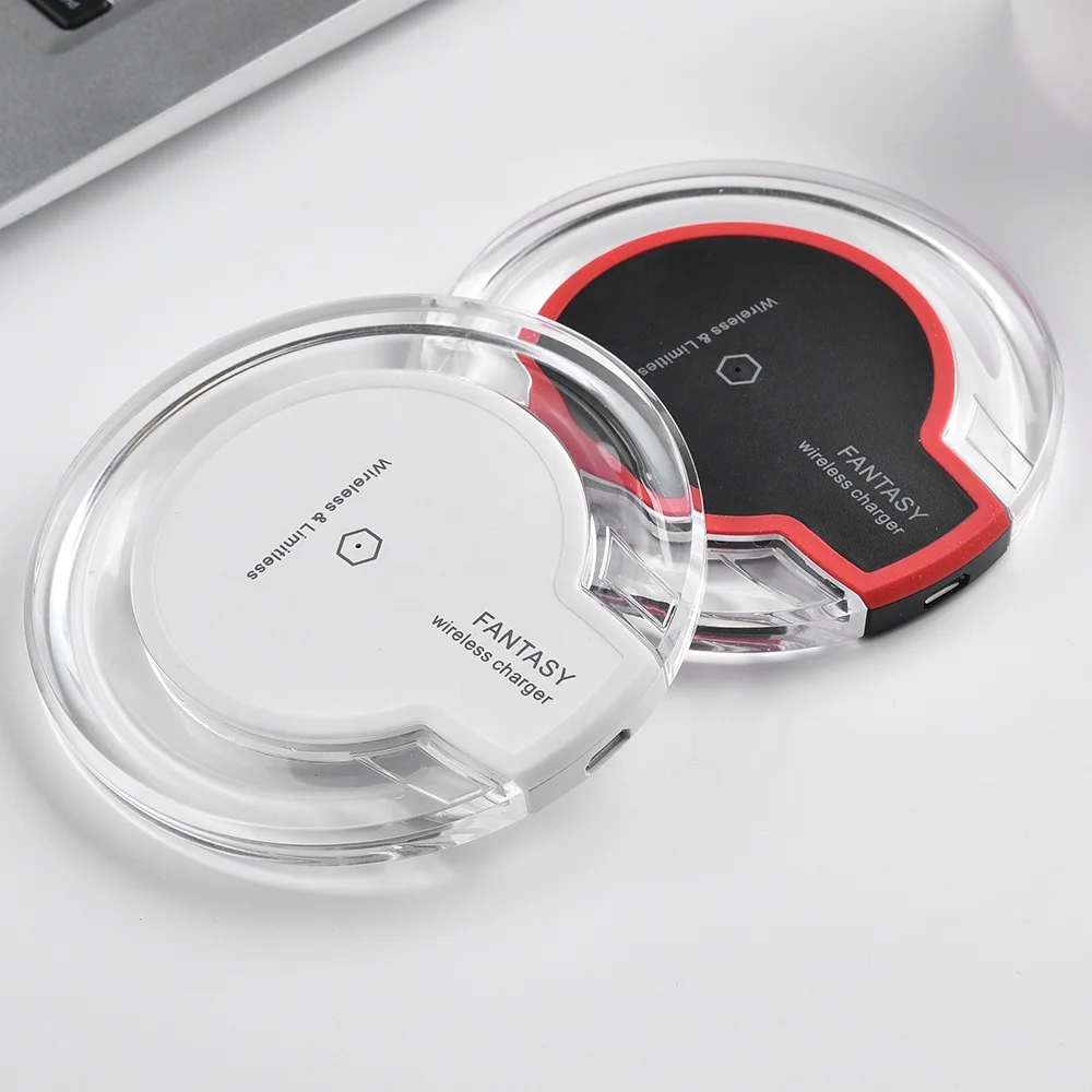 

Universal Clear Qi Wireless Charger LED light Wireless Charging Pad For iPhone X S9 Note 8 Crystal Wireless Charger, Black white