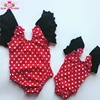 Wholesale Baby Ballet Dance Leotards Fancy Toddlers Girls Ruffle Leotards Red White Polka Dots Kids Flutter Sleeve Leotard