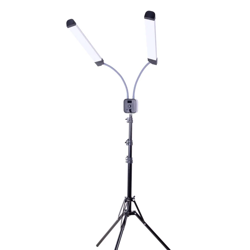 

Factory directly supply CE Standard 224 led fill lamp with camera phone holder, two arms ring light with strong tripod stand