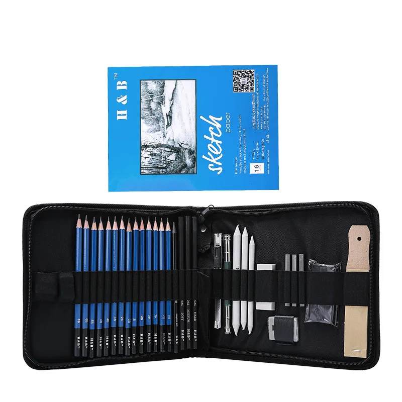 
35pcs sketching and drawing charcoal pencils set with notebook  (62110128399)