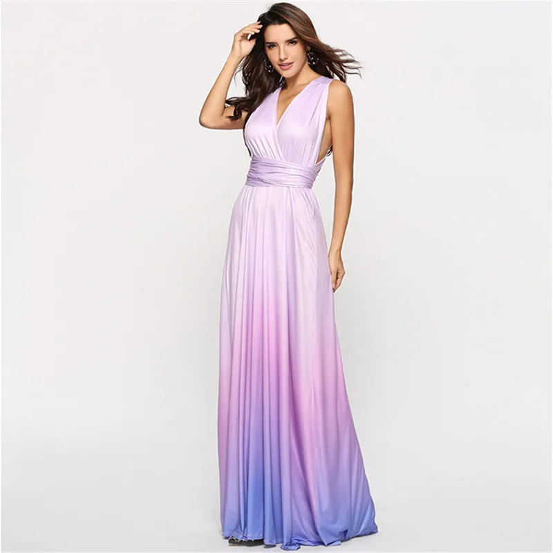 

Sexy Women Boho Maxi Club Party Femme Bandage Colorful Long Bridesmaid Dress, Clolrful