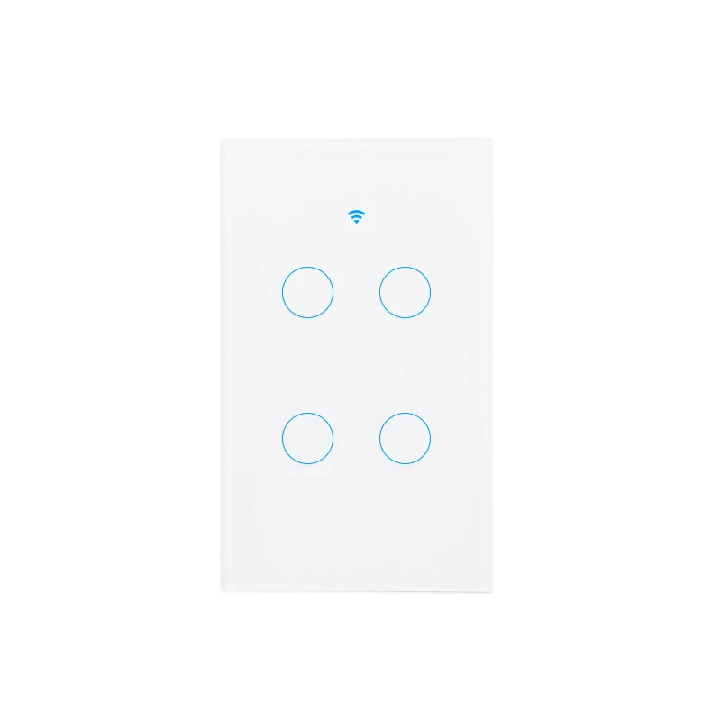

US standard app remote control wifi 4 gang smart switch, White