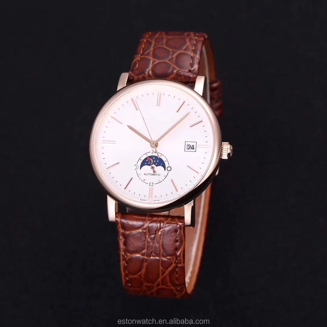 

Classic Watches Men Luxury Brand Automatic Moon Phase Day/Date Feature, Silver / gold / rose gold