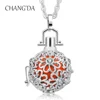 Wholesale 925 Sterling Silver Flower Design Crystal Cage Harmony Bola Ball Pendant Angel Caller Necklace For Pregnant Jewelry