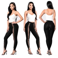 

SAL9807 black custom high waisted bandage sexy women's trousers pants