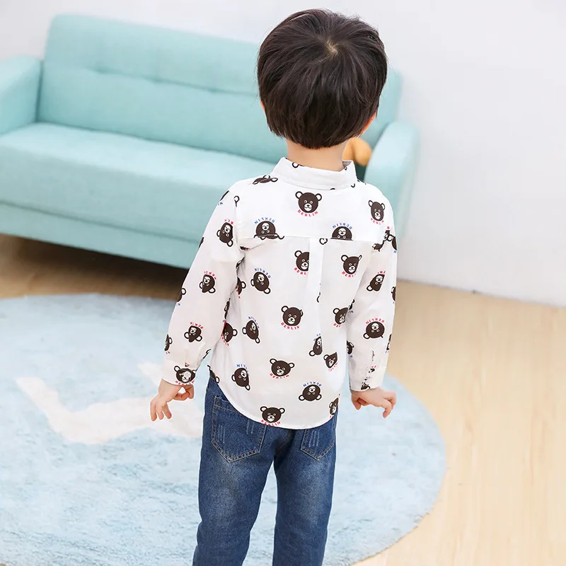 
Children fashion spring cartoon bear long sleeve kids cotton breathable baby shirt clothes alsy249 