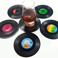 

new 6 Pieces custom coasters Vinyl Record Disk soft silicone coaster set