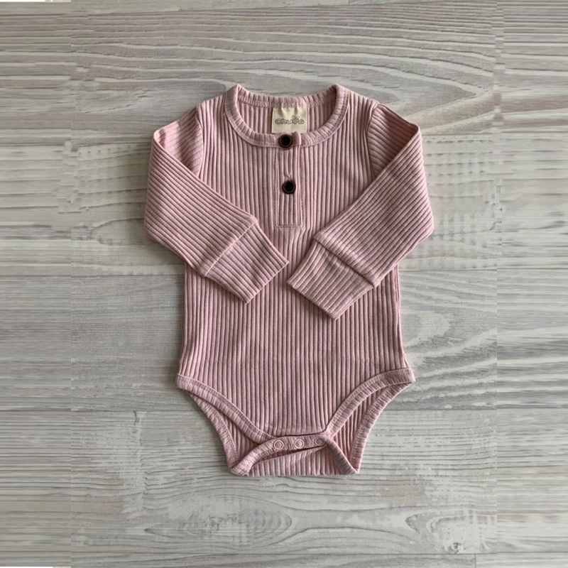 

Natural Cotton Rib Onesie Ribbed Long Sleeve Solid Baby Romper, Romper as shown or customed