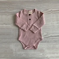

Natural Cotton Rib Onesie Ribbed Long Sleeve Solid Baby Romper