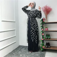 

2019 fashion full embroidery leaf design muslim ladies dress open abaya islamic clothing
