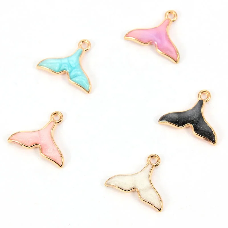 Fashion New Wholesale Colorful Gold Plated Zinc Alloy Whale Tail Charms Metal Pendant For DIY Craft Making