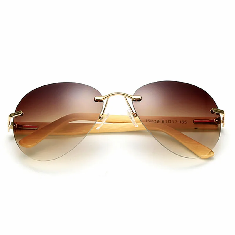 

Wholesale Hot Sale Mens Wooden Frame Sunglasses Clear Lens Glasses UV400 Rimless Bamboo Sunglasses Custom Logo