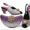 AB5817 2019 new design italian ladies shoes and bag african matching shoes and bag set lilac color