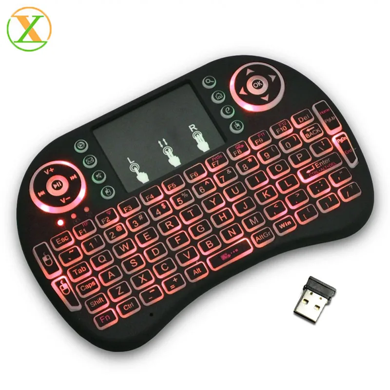 

Top selling mini wireless keyboard i8 backlit remote control tv backlight 2.4G keyboard for smart tv box, Black white