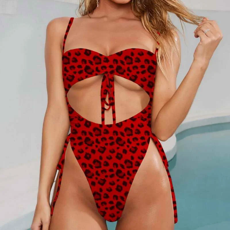 

2019 Accept Custom Sexy Women Leopard Print Swimsuit One Piece Thong Bikini, As picture