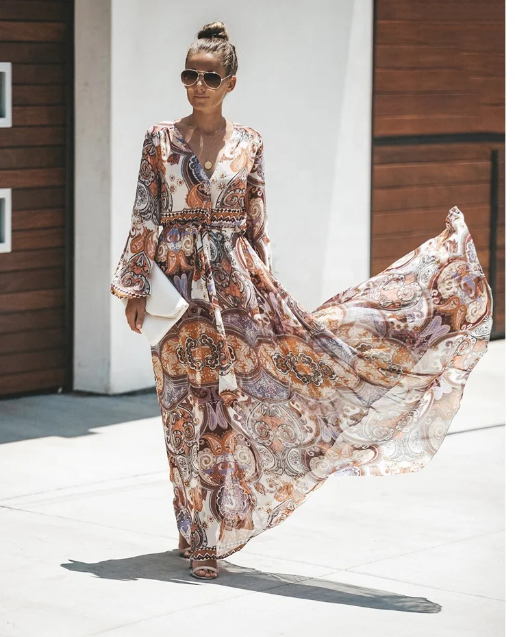 

summer style bohemian casual party maxi elegant women long dress for beach