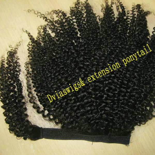 

Short high Afro kinky curly ponytail brazilian virgin hair wrap around puff drawstring hairpiece 100g