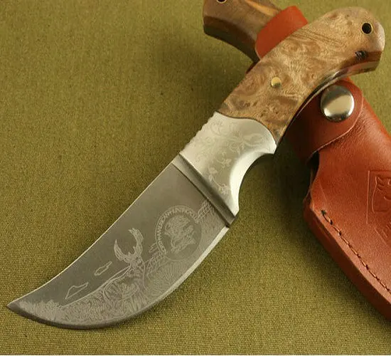 

57HRC African rhino hunting knife fixed outdoor knives jungle tools with Brass + Wood Handle Dropshipping 0112