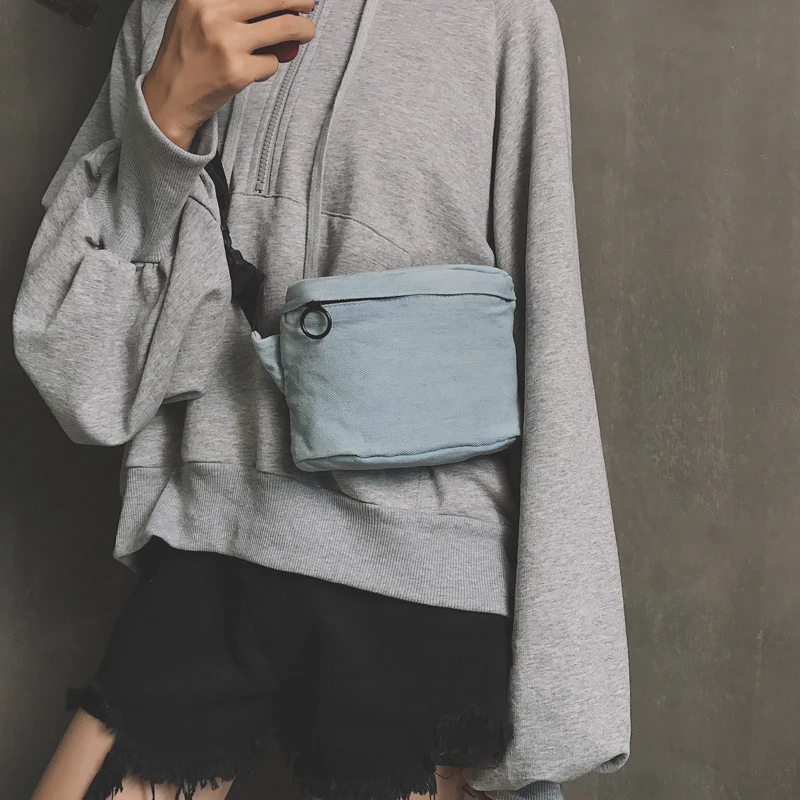 

Fashion Denim Sky Blue Waist Woman Bag Jeans Fanny Pack wholesale Pouch