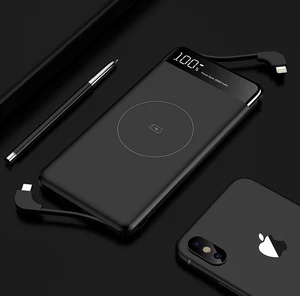 K6n Wireless Slim Power Bank Integrated Cable