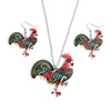 new design creative retro small animal cock necklace earrings set, Fashion small painted pendant two-piece set for women/
