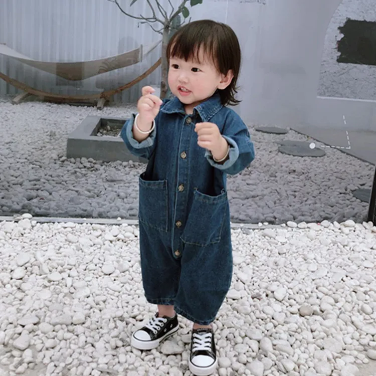 

YQ568 toddler denim fabric fashion fall baby simple rompers