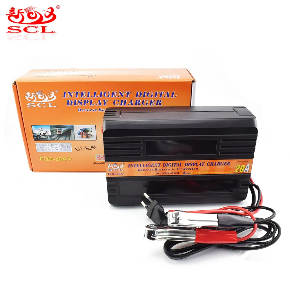 

Sunchonglic intelligent digital display 12V 24V ac dc 10A automatic fast car battery charger for lead acid battery