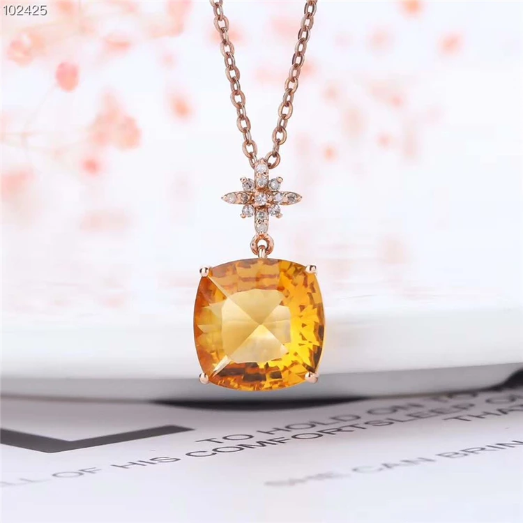

Jewellery pendant 18k gold jewelry, gemstone square and sword natural citrine charm pendant necklace designs for best friend, Yellow