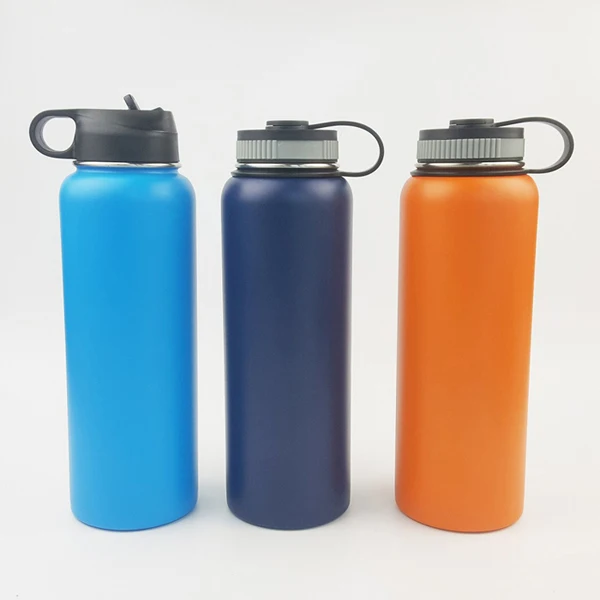 

40 oz wide mouth stainless steel vacuum insulated water bottle with straw cap, Customized color