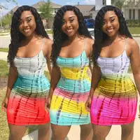 

Fashion Strap Sleeveless Slip Sheath Mini Geometric Rainbow Casual Dresses