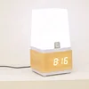 Touch sensing lamp wooden alarm clock wake up light wooden table clock