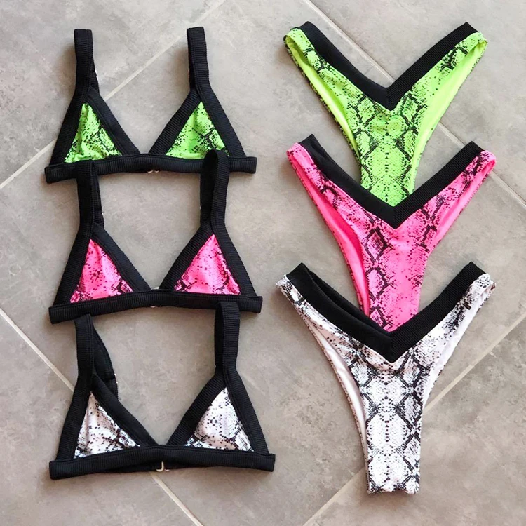 Free Shipping Swimsuit Women Micro Bikinis Set Neon Leopard Swimming Suit For Sexy Women Bathing Suit Beachwear Push Up Bikini