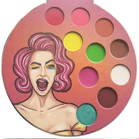 

new diy high pigmented custom 10 color circle shape eyeshadow palette with mirror