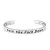 Calm The F* Down Engraved Bracelets Stainless Steel Cuff Bangle Mantra Bracelet