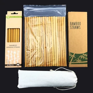 Image of 2019 New Product Ideas Natural reusable organic drinking bamboo straw set bamboo straw with custom logo
