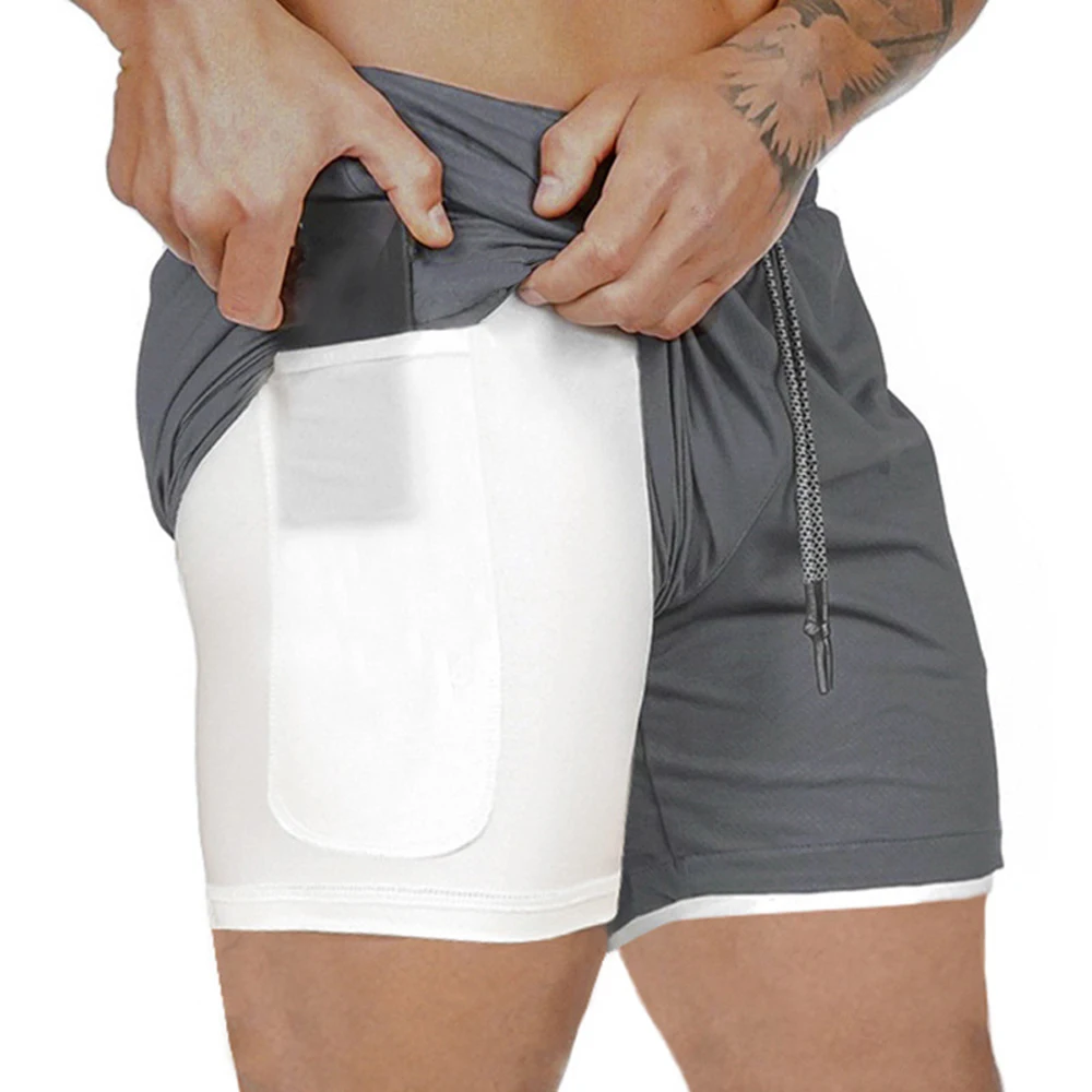 Wholesale running shorts mens sport tights shorts 2 in 1 sweatpants