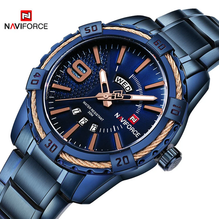 

NAVIFORCE 9117 S Top Brand NAVIFORCE Luxury Men Fashion Sports Watches Men's Quartz Date Clock Man Stainless Steel Wrist Watch