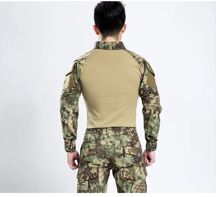 

Tactical Frog Long Sleeve Shirt Military Camouflage Combat Polo Slim Fit T-shirt, Black / acu / cp / green