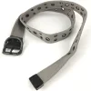 Metal buckle grommet holes cotton braided gray canvas belt for women