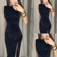 

Women Sleeveless Sequin Bodycon Party Prom Formal Irregularity Sexy Dresses