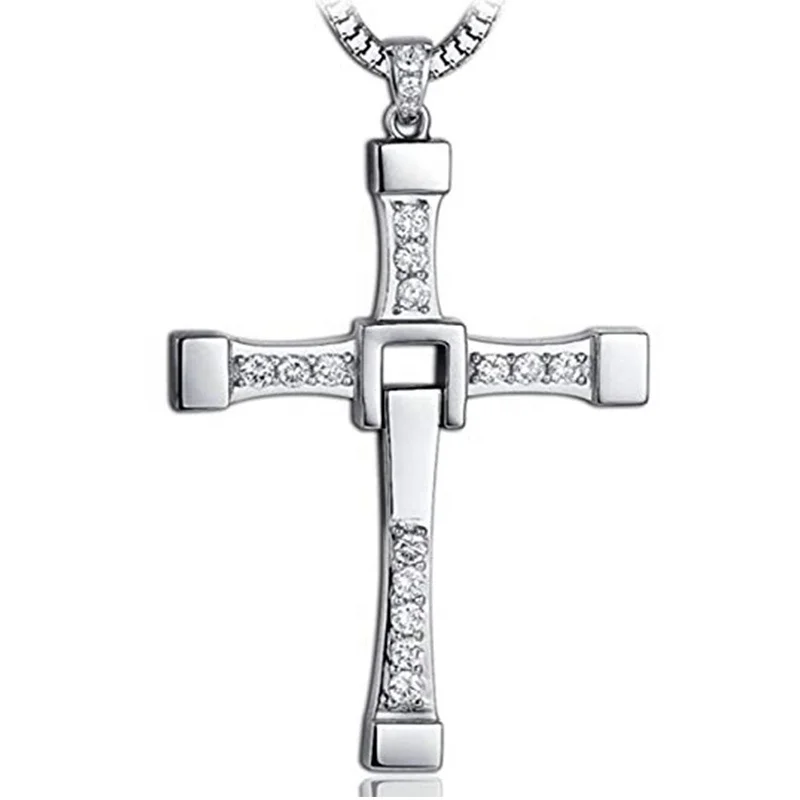 

Wholesale Famous Movie 316L Stainless Steel Inspired Cross Pendant Necklace, Silver,gold