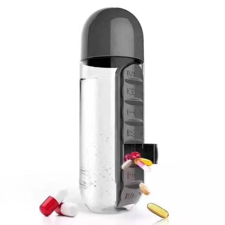 

4 Days 7Days PC Tritan Pill Box Water Bottle with Built-in Daily Pill, Customized