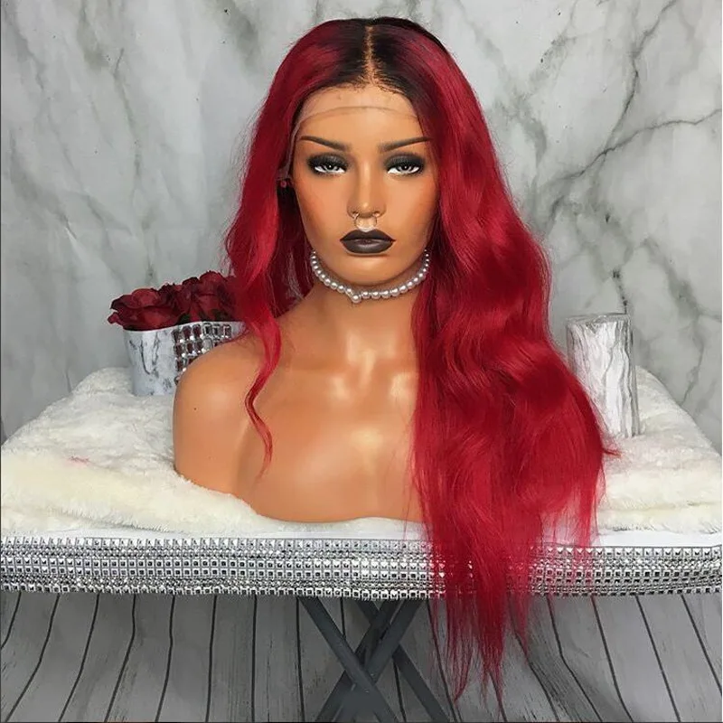 

Cheap Synthetic Hair Two Tones Red Brazilian Hair Lace Front Wig